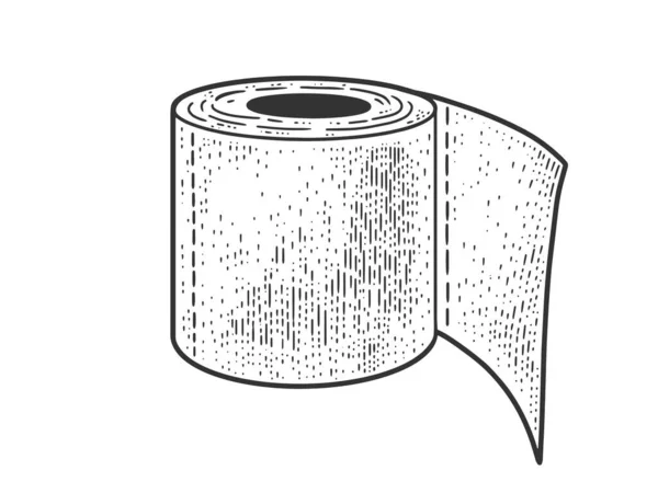 Toalettpapper skiss gravyr vektor illustration. T-shirt kläder tryck design. Skrapbrädesimitation. Svart och vit handritad bild. — Stock vektor