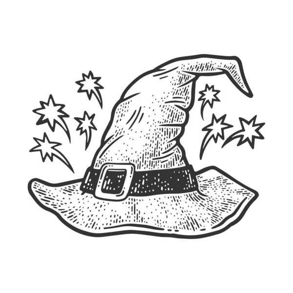 Рисунок векторной гравировки шляпы мастера. Дизайн одежды для футболок. Имитация Доски Царапин. Черно-белое изображение. — стоковый вектор