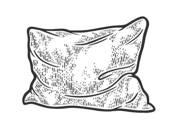 Almohada arrugada cojín boceto grabado vector ilustración. Diseño de estampado de ropa de camiseta. Scratch board imitación. Imagen dibujada a mano en blanco y negro. — Archivo Imágenes Vectoriales