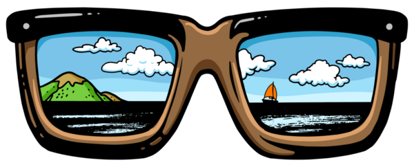 Landscape in sunglasses sketch PNG illustration