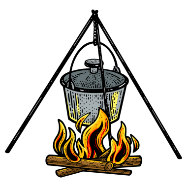 Yanan kazan kabı PNG çizimi