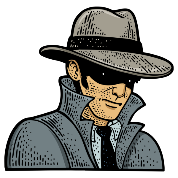 Şapka çizimi olan özel dedektif.