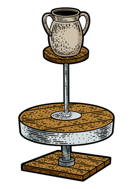 Ot çizimi ile çömlekçi çarkı PNG illüstrasyonu