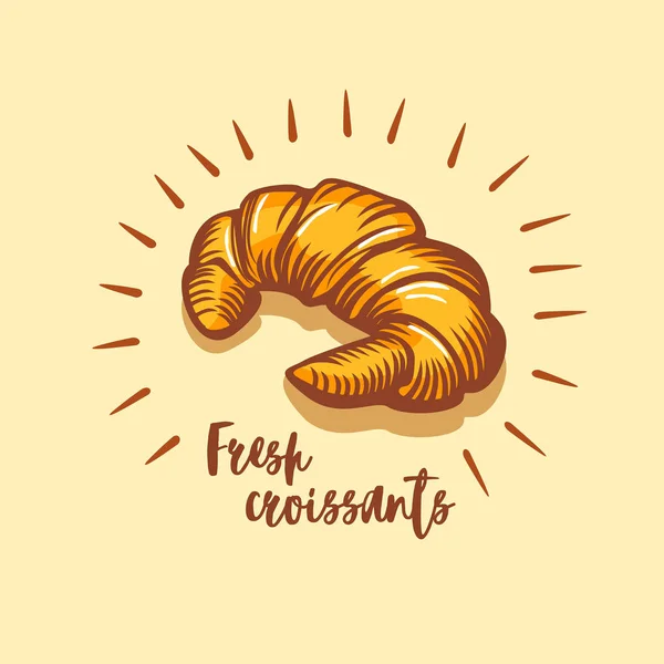 Icono Croissant Panadería Emblema Tienda Insignia Logotipo Diseño Vintage — Vector de stock