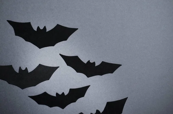 Black Bats Fundo Escuro Símbolo Feriado Halloween — Fotografia de Stock