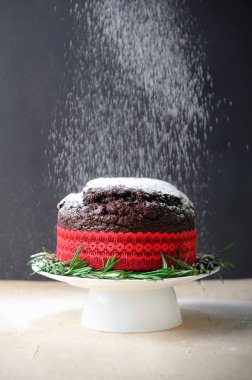 Noel kek düşen pudra şekeri ile Delicioius ev yapımı hamur işleri