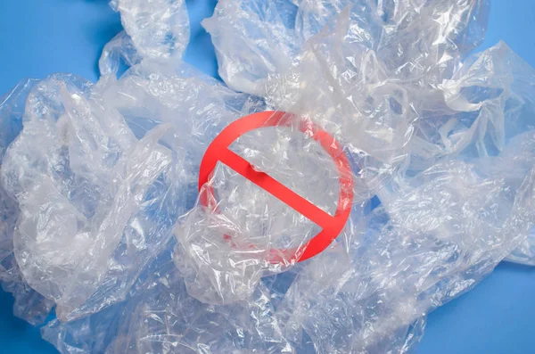 Nein Plastiktüten Recycling Und Gebrauchtem Plastik — Stockfoto