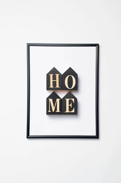 Home Letters Frame White Background Home Concept Flat Lay Top — Stock Photo, Image