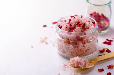 Doğal gül şeker Scrub, ev yapımı kozmetik, vücut Spa tedavisi