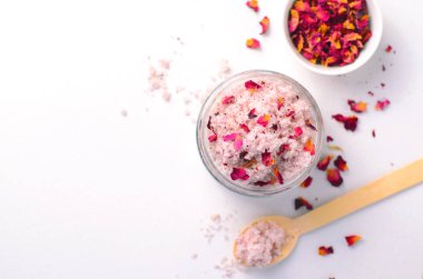 Doğal gül şeker Scrub, ev yapımı kozmetik, vücut Spa tedavisi