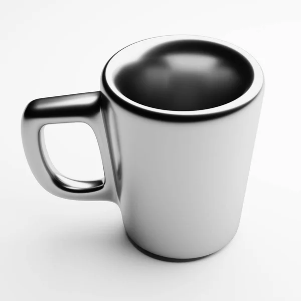 Caneca de cerâmica com revestimento de prata, renderização 3d, xícara de café — Fotografia de Stock