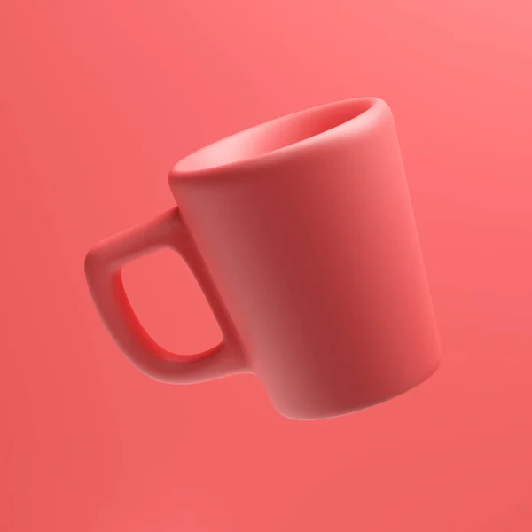 Taza coloreada de coral de cerámica, representación 3d, taza de café — Foto de Stock