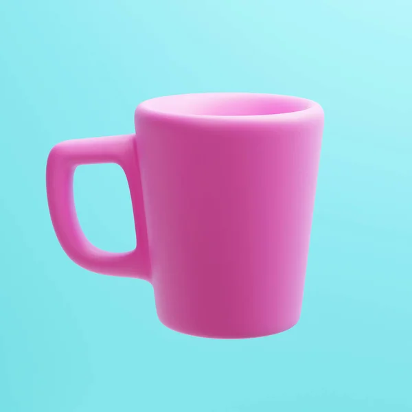 Tazza rosa in ceramica, rendering 3d, tazza di caffè — Foto Stock