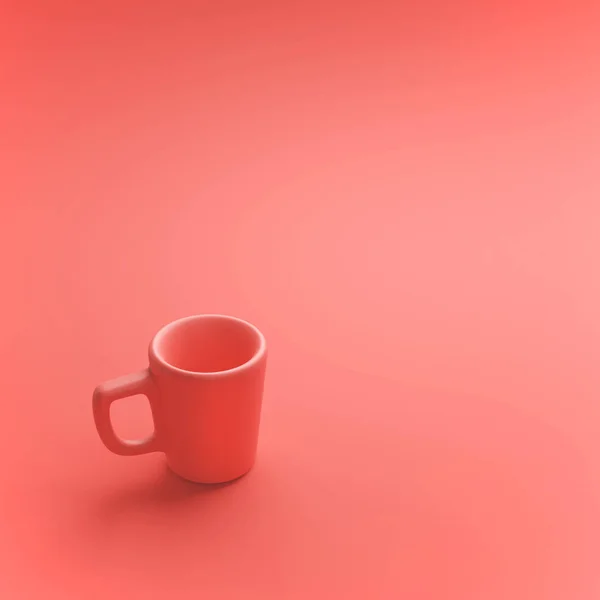Caneca colorida de coral cerâmico, renderização 3d, xícara de café — Fotografia de Stock