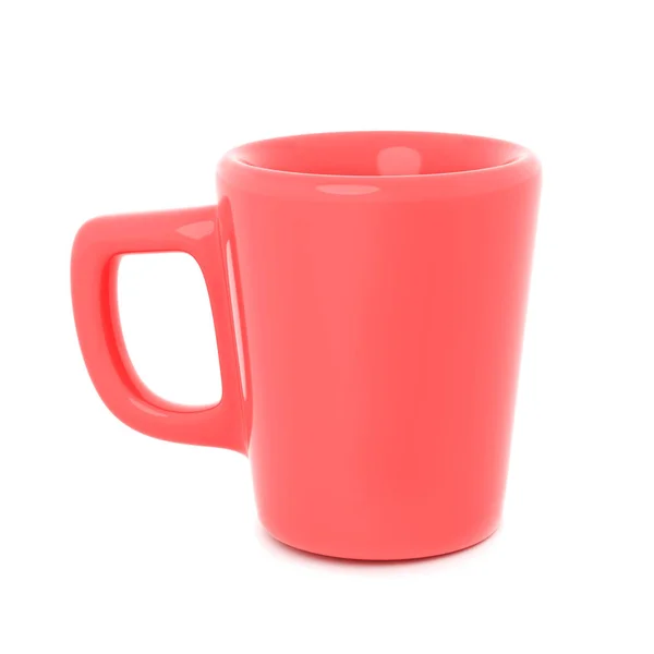 Ceramic Coral Colored Mug Isolated on White, 3d rendering, Coffee Cup — Stock Photo, Image