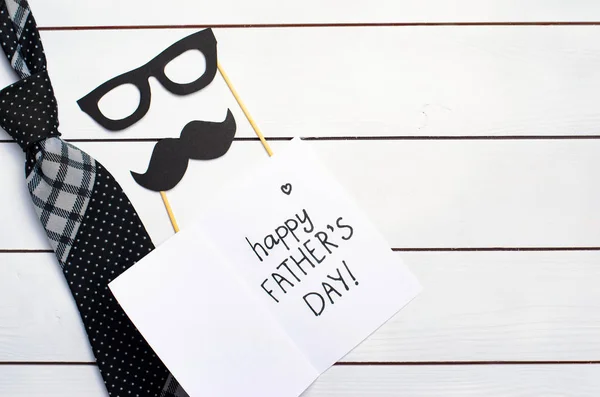 Father\'s Day Concept, Tie, Mustache, Eyeglasses and Greeting Card