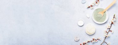 Spa Wellness Arka Plan, Doğal Kozmetik, Kil Tozu ve Şeker Scrub