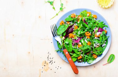 Kavrulmuş Kabak Sağlıklı Vejetaryen Salatası, Butternut Squash, Pirinç ve Susam Salatası