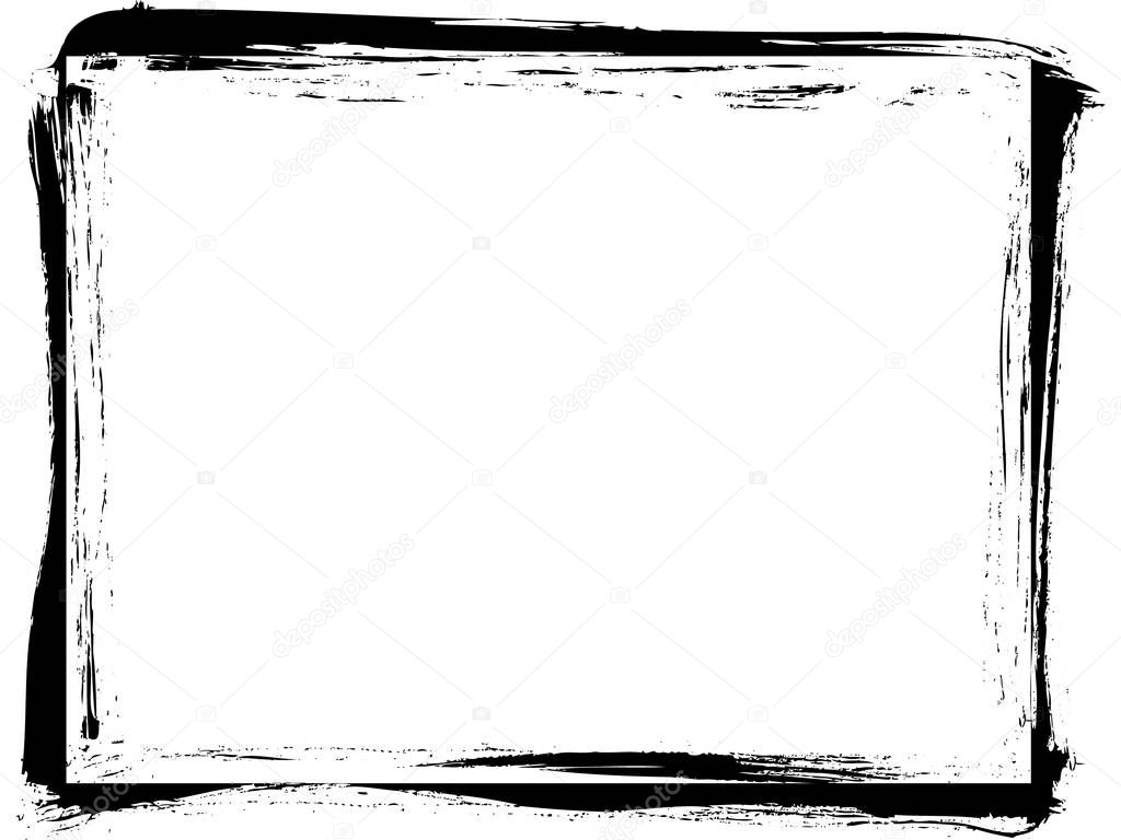 Rectangle grunge photo frame. Distress vector template.