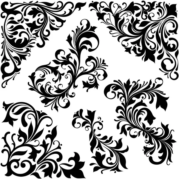 Elegant baroque floral vector concept. Plentiful ornamental curls. Floral corner for damask pattern.