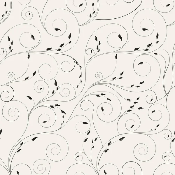 Tourbillon Avec Des Feuilles Vectorielles Motif Floral Fond Monochrome Avec — Image vectorielle