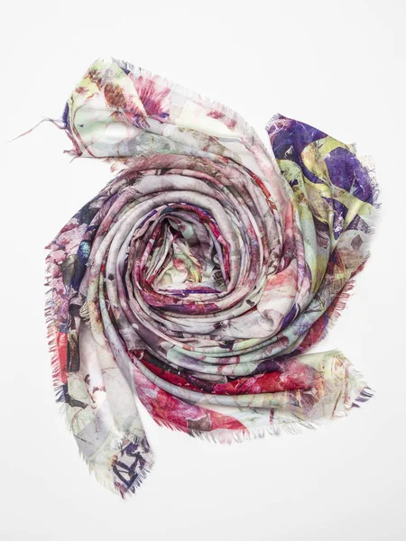 Foulard Multicolore Sur Fond Blanc Vue Dessus — Photo