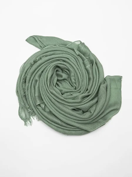 Foulard Vert Sur Fond Blanc Vue Dessus — Photo