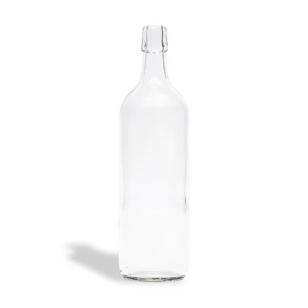Glasflasche Mit Wasser Isoliert Auf Weißem Hintergrund — Stockfoto