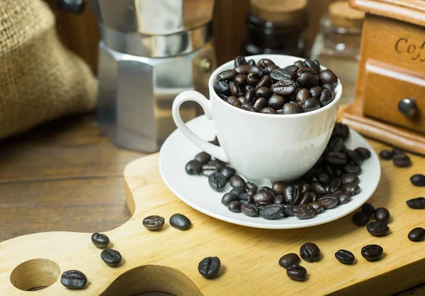 Kaffeebohnen Vintage Stimmung Und Ton Auf Holztisch — Stockfoto