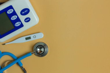 Düz yatıyordu tıbbi araçlar üstten görünüm alanı fikir görüntü arka plan