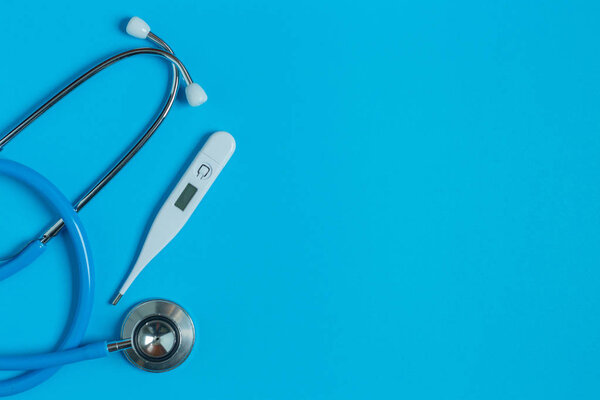 Flat Lay medical tools top view space idea  image Background