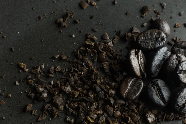 Kawa Palona Czarne Tekstury Bliska Tło — Zdjęcie stockowe