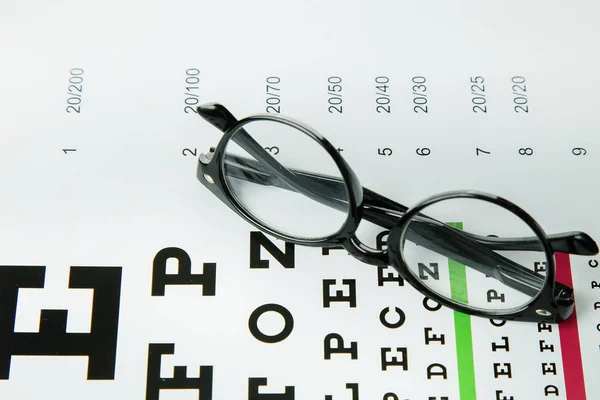 Diagrama Verificação Olhos Óculos Fundo Médico — Fotografia de Stock