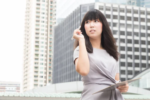 Joven Asiático Belleza Mujer Casual Desgaste Vestido Trabajo Día Aire —  Fotos de Stock