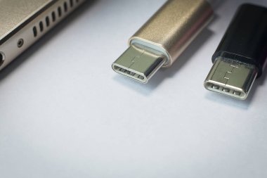 Kablo usb tip c Bu bağlantı aygıtı yakın görüntü.