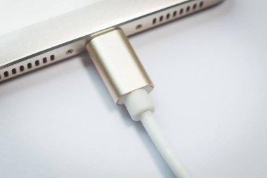 Kablo usb tip c Bu bağlantı aygıtı yakın görüntü.