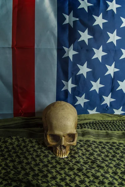 Drapeau Des États Unis Amérique Shemagh Crâne Fond Abstrait — Photo