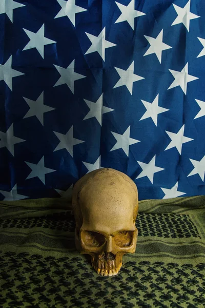 Drapeau Des États Unis Amérique Shemagh Crâne Fond Abstrait — Photo