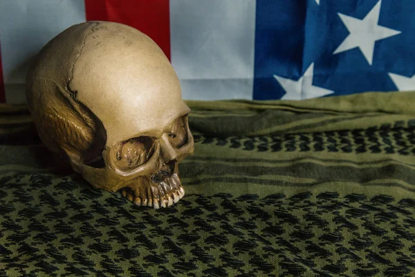 Estados Unidos Bandera Estados Unidos Shemagh Cráneo Fondo Abstracto — Foto de Stock