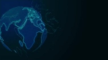 CG mavi dünya ışıltısı içinde karanlık kamera hareketi görüntüleri.