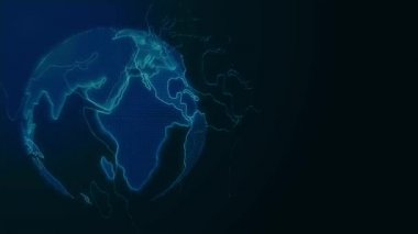 CG mavi dünya ışıltısı içinde karanlık kamera hareketi görüntüleri.