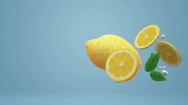 Mavi gıda görüntüleri için 3d limon nesnede.