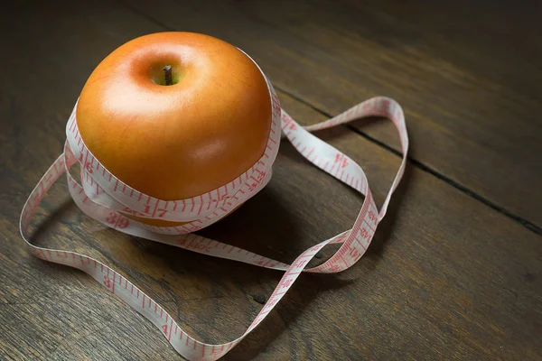 Apple Measuring Tape Image Diet Content — Stock Photo, Image