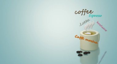 Kahve fincanı sıcak içecek içerik için 3d render.