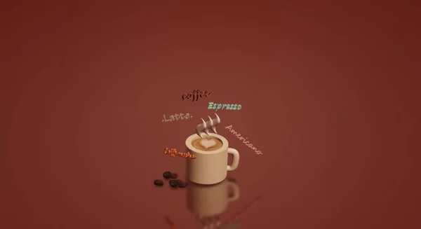 Kávéscsésze 3d rendering a tartalom forró ital. — Stock Fotó