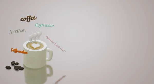 커피 컵 뜨거운 음료 콘텐츠에 대 한 3 차원 렌더링. — 스톡 사진