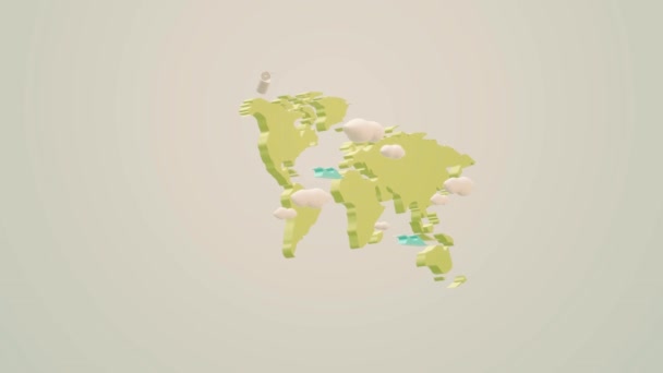 Peta Dunia Rendering Latar Belakang Rekaman — Stok Video