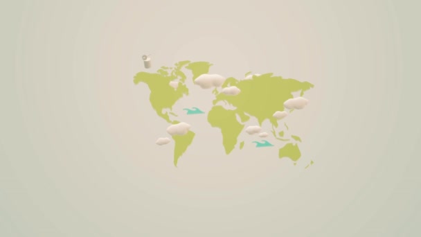 Världen Karta Rendering Footage Bakgrunden — Stockvideo