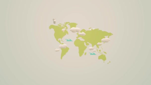 Mapa Del Mundo Representación Imágenes Fondo — Vídeo de stock