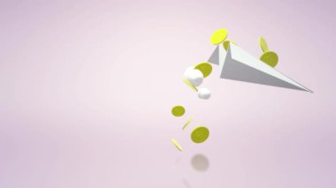 Hava uçak kağıt ve altın Render 3d.